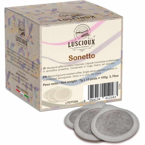 Luscioux Sonetto ESE 44 cápsulas de café | Sabor dulce y aroma afrutado