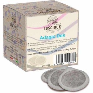 Luscioux Adagio Dek ESE 44 Cápsulas de Café | Aroma persistente descafeinado