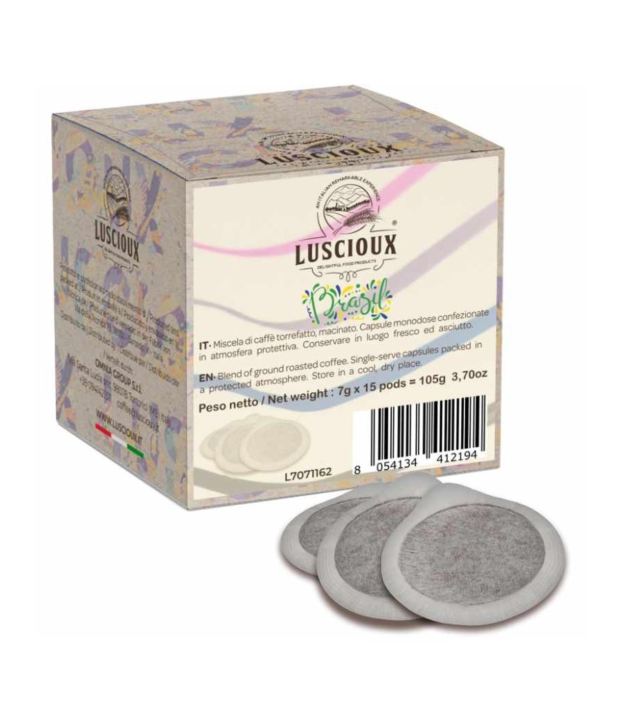 Luscioux Brasile 100% Arabica Single Origin ESE 44 Coffee Pods