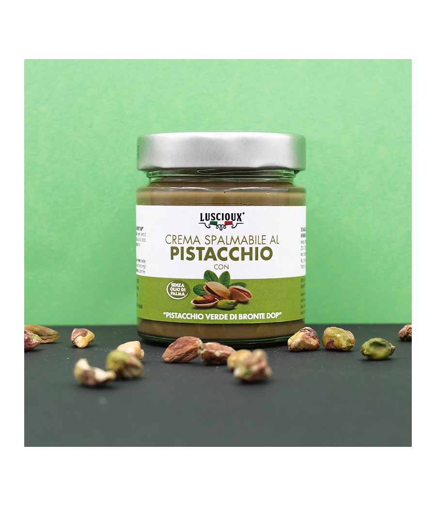 Luscioux Crema spalmabile al Pistacchio con "Pistacchio Verde di Bronte DOP" Vaso Elegance 200 g