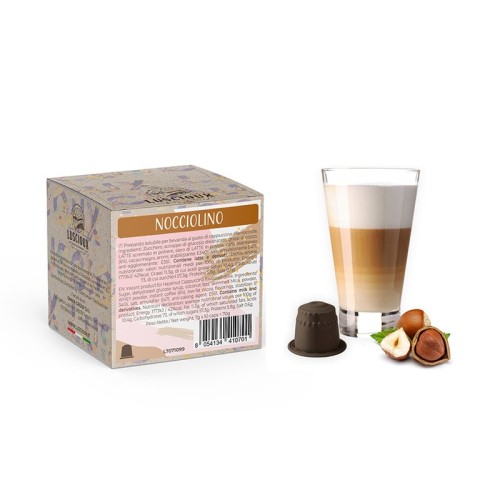 Luscioux Nespresso®* Kompatybilne kapsułki NOCCIOLINO | Napój instant o smaku orzecha laskowego