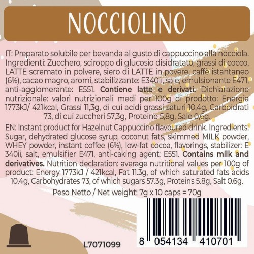 Luscioux Nespresso®* Compatible Capsules NOCCIOLINO
