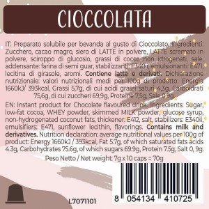 Luscioux Nespresso®* Comp. Caps CIOCCOLATA Painel de informações nutricionais