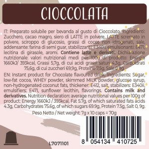 Luscioux Nespresso®* Comp. Caps CIOCCOLATA Pannello informativo nutrizionale