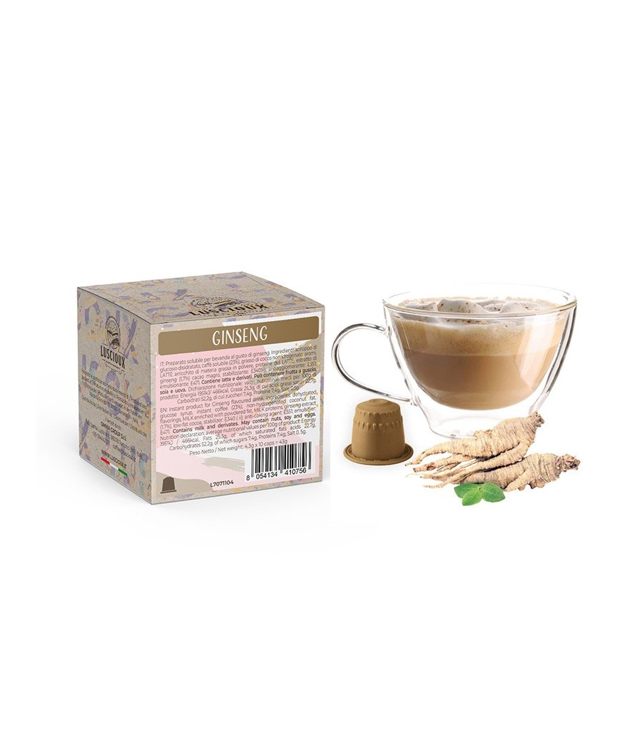 Luscioux Nespresso®* Capsule Compatibili GINSENG | bevanda solubile al Ginseng Taste