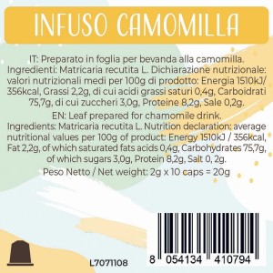 Luscioux Nespresso®* Comp. Caps CAMOMILLA Panneau d'informations nutritionnelles