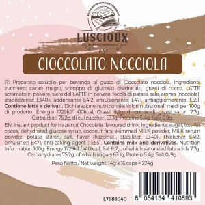 Luscioux DG®* Comp. NEUTRAL HAZELNUT CHOCOLATE Caps Arkusz wartości odżywczych