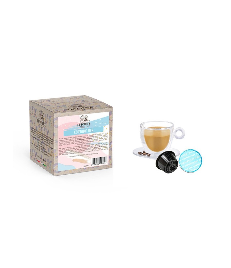 Luscioux DG®* Capsule Compatibili CORTADO DEK NEUTRO | Bevanda solubile decaffeinata aromatizzata al Cortado