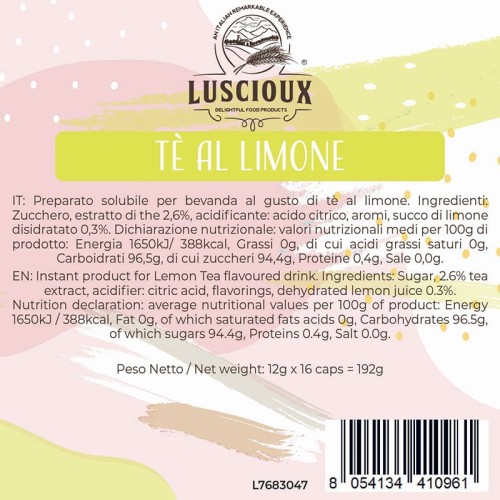 Luscioux DG®* Comp. Capsules THE AL LIMONE Panneau d'informations nutritionnelles