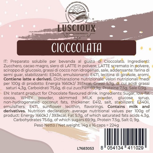 Luscioux DG®* Comp. Tapas CIOCCOLATO Panel de información nutricional