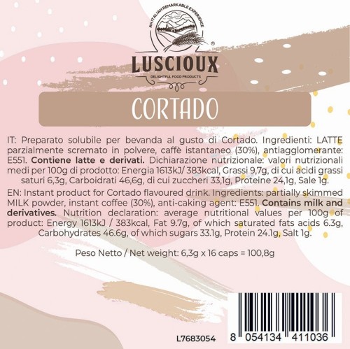 Luscioux DG®* Comp. Caps CORTADO Painel de informações nutricionais