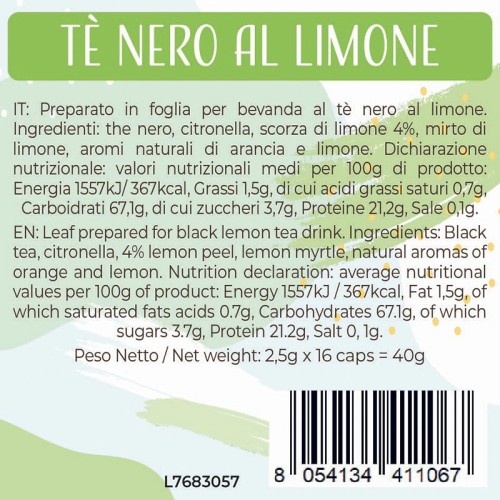 Luscioux DG®* Comp. Caps THE NERO/LIMONE Painel de informações nutricionais