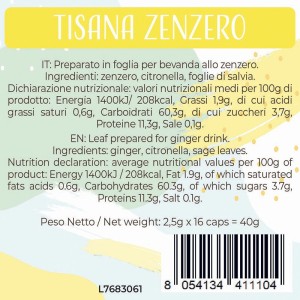 Luscioux DG®* Comp. Caps ZENZERO Painel de informações nutricionais