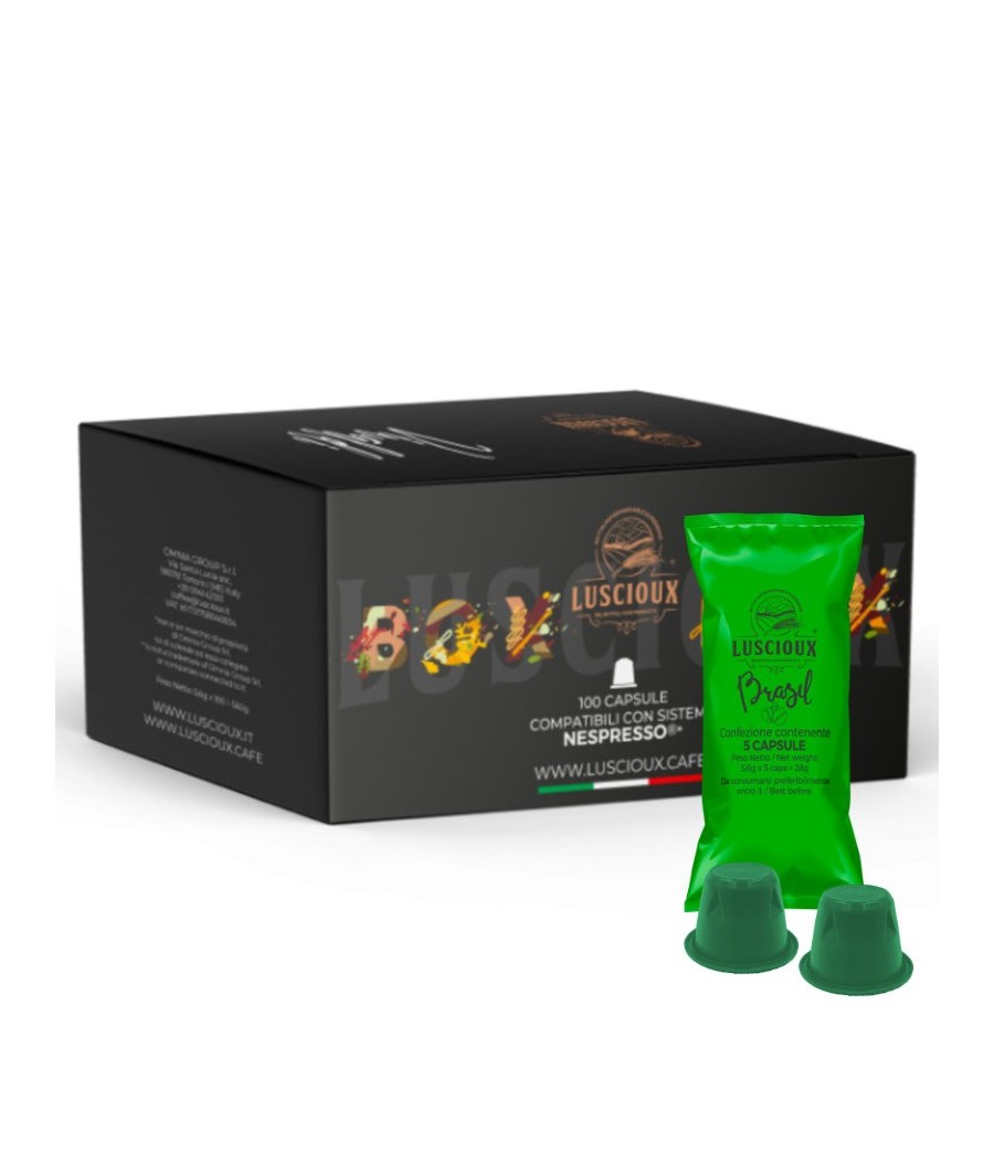 Luscioux Brasile - Arábica Selección Origen Único - Cápsulas de café compatibles con Nespresso®*