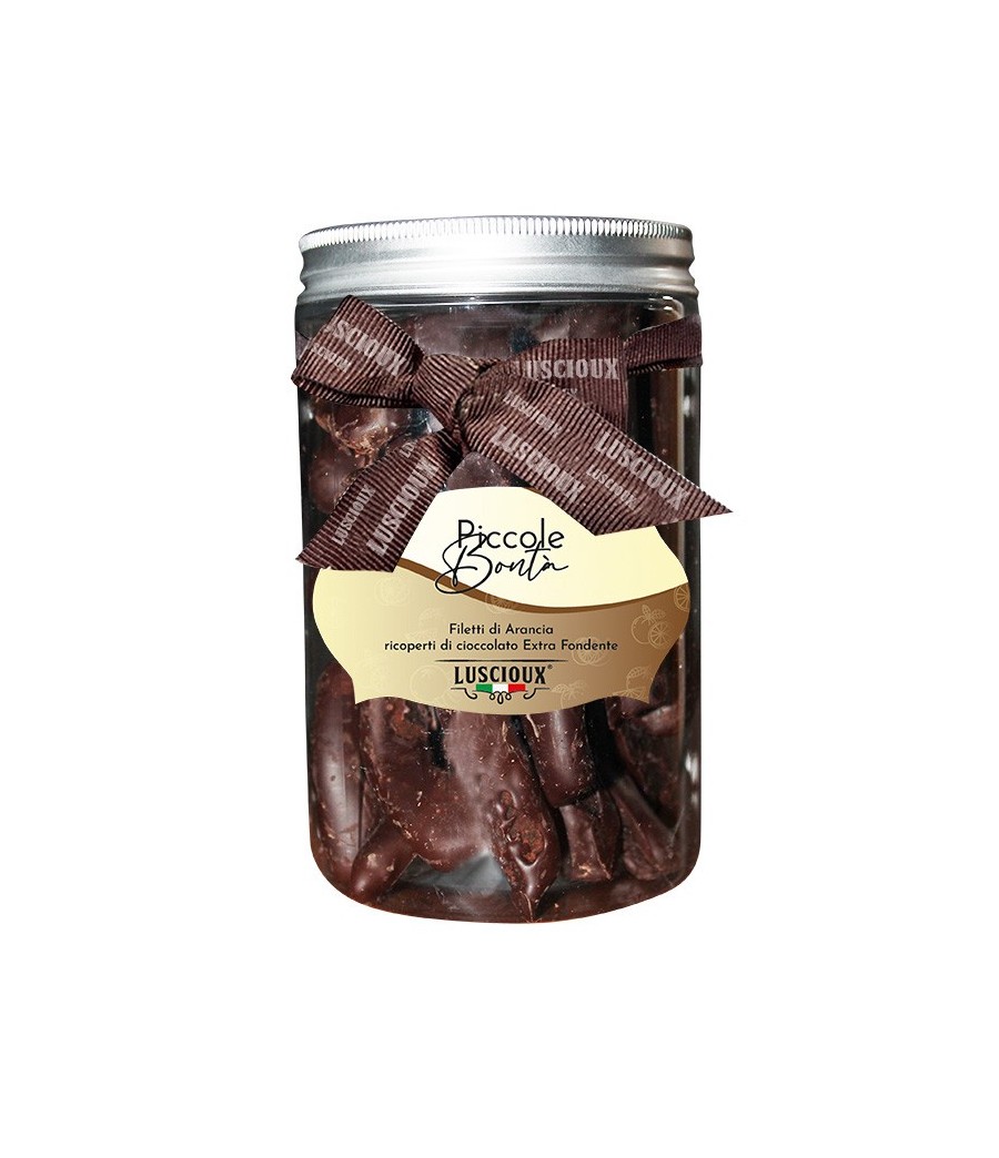 Luscioux apelsinfiléer och extra mörk choklad 200g