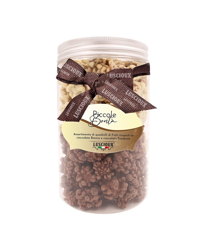 Luscioux Assortimento quadrelli di Fichi e cioccolato Bianco e Fondente