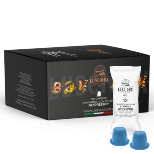 Cápsulas de café compatíveis com Nespresso®* Luscioux Bio Compostável