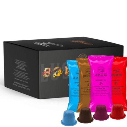 Kit de dégustation de café Luscioux - 4 saveurs différentes - Capsules compatibles Nespresso®*