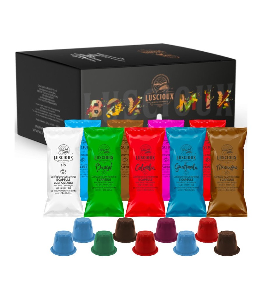 Luscioux Single Origin Coffee Tasting Kit - 5 verschillende smaken - Nespresso®*-compatibele capsules