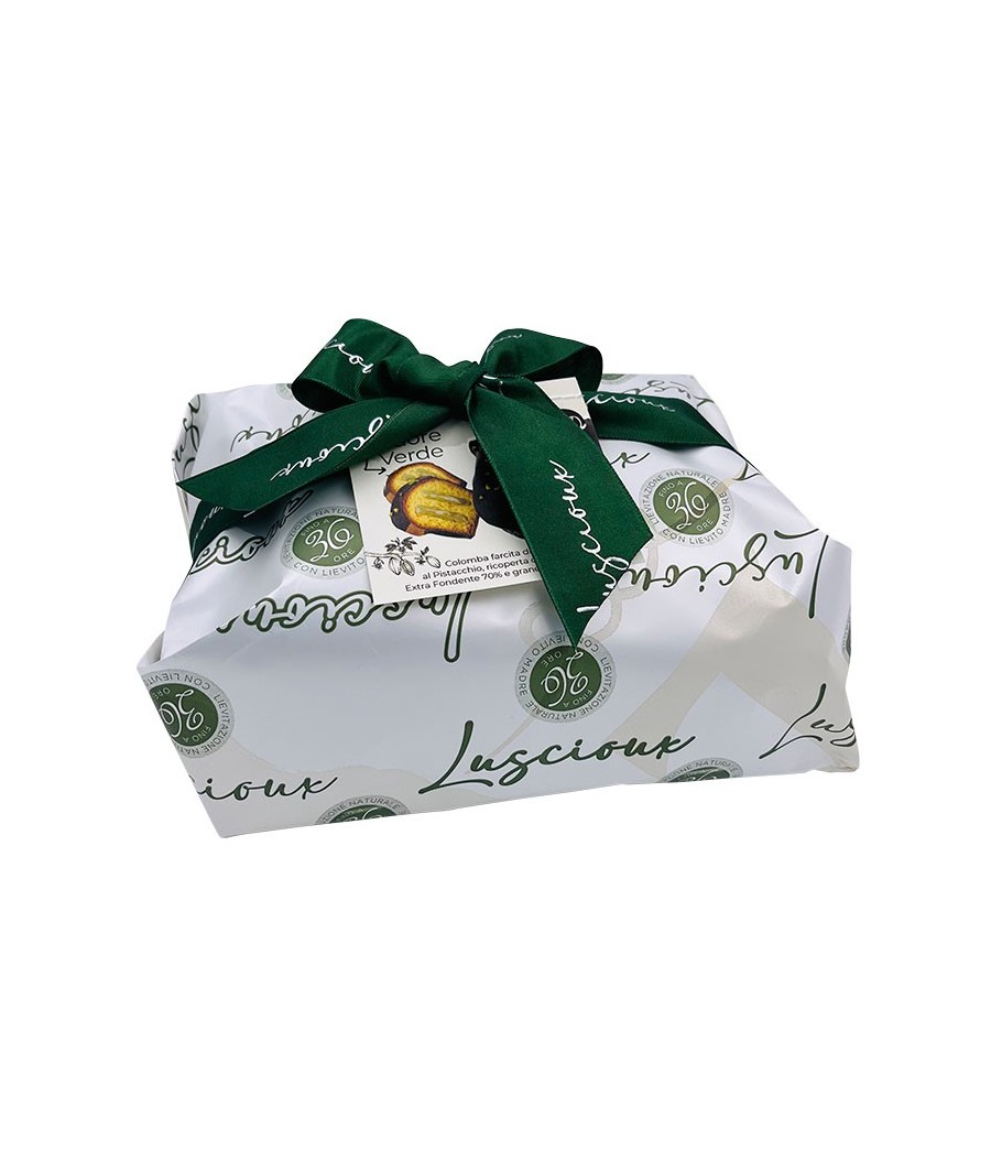 Luscioux Handgemaakte Duif "Green Heart" | Handomwikkeling met 750 g strik