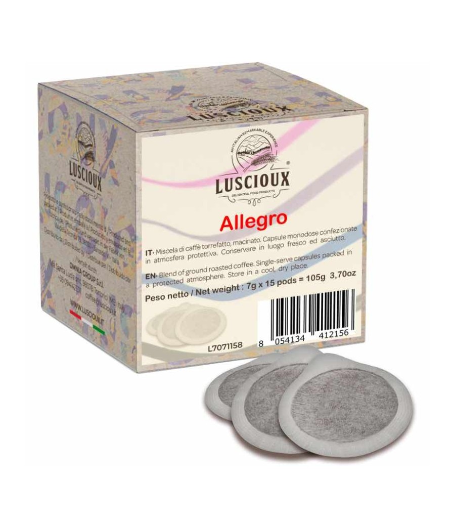 Luscioux Allegro ESE 44 Coffee Pods | Intense aroma